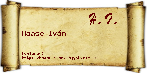 Haase Iván névjegykártya
